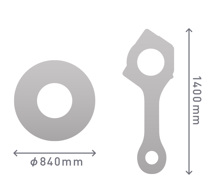 Max. Outer Diameter φ840mm(φ33inch) Max. Length 1400mm(φ55inch)